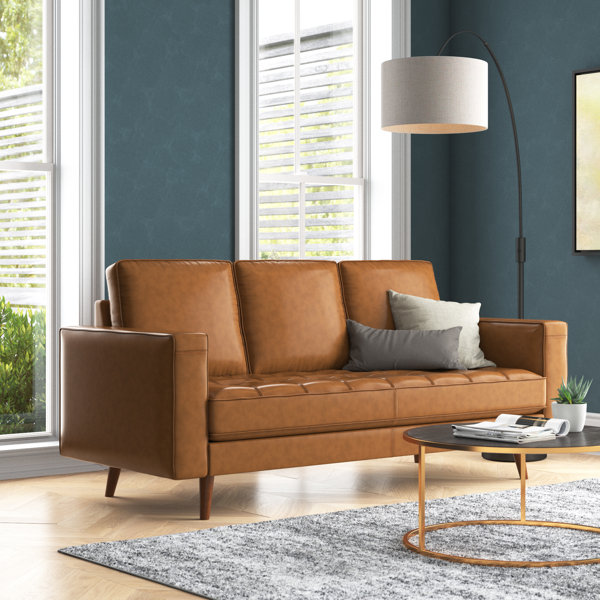 Etta Avenue™ Toulouse 82" Genuine Leather Square Arm Sofa & Reviews